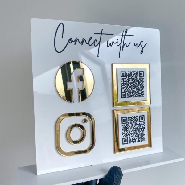 Customizable Social Media QR Scanner Stand for Businesses